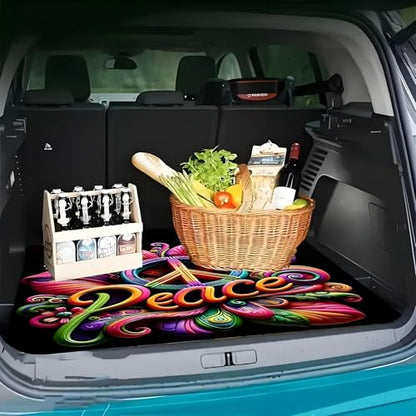 Universal Car Trunk Mat 29" x 39",Fashion Geometric Flower All Weather Trunk Protection Cargo Liner,Durable Cargo Mat Rear Trunk Liner,Stylish Vehicle Interior Accessories Suitable for Most Car Models - color: Fashion Geometric Flower
