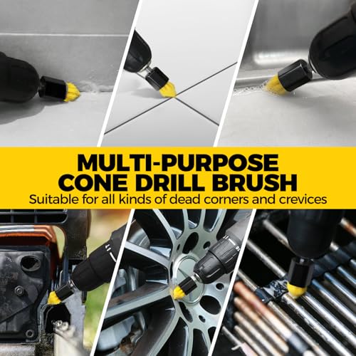 Holikme 6Pack Drill Brush Power Scrubber Cleaning Brush Extended Long Attachment Set All Purpose Drill Scrub Brushes Kit for Grout, Floor, Tub, Shower, Tile, Bathroom，Scrub Brush Green - color: Green