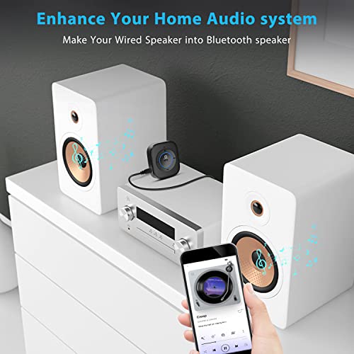 iDIGMALL Bluetooth 5.4 Receiver for Speaker, Wireless HiFi Music Adapter w/Built-in Mic for Hands-Free Calls for Car Home Stereo Wired Headphones with 3.5mm RCA Aux Jack, 20 Hrs Playtime, Multi-Point - color: J207