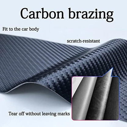 Hangoo 4pcs Puerto Rico Flag Carbon Fiber Car Sill Plate Protectors, Reflective Sticker Decorative Door Entry Guard Threshold Scratch Pad Film