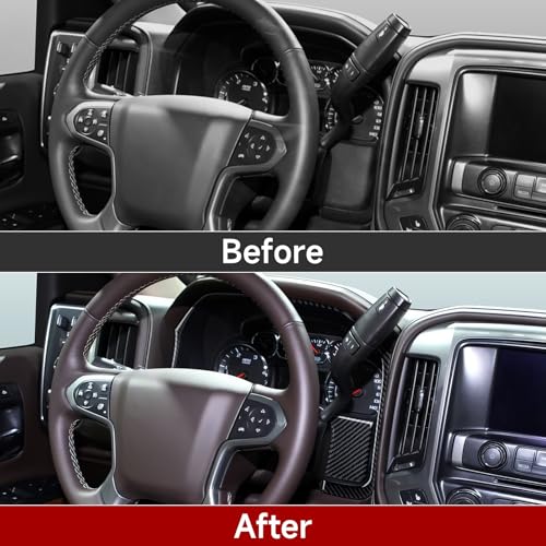 Car Center Console Instrument Frame Sticker Carbon Fiber Decal Cover Interior Trim for Chevrolet Silverado/GMC Sierra 1500 2500HD 3500HD 2014-2018 Accessories - color: Center Console Instrument Frame