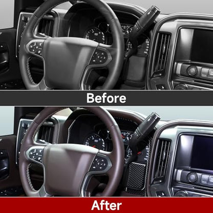 Car Center Console Instrument Frame Sticker Carbon Fiber Decal Cover Interior Trim for Chevrolet Silverado/GMC Sierra 1500 2500HD 3500HD 2014-2018 Accessories - color: Center Console Instrument Frame