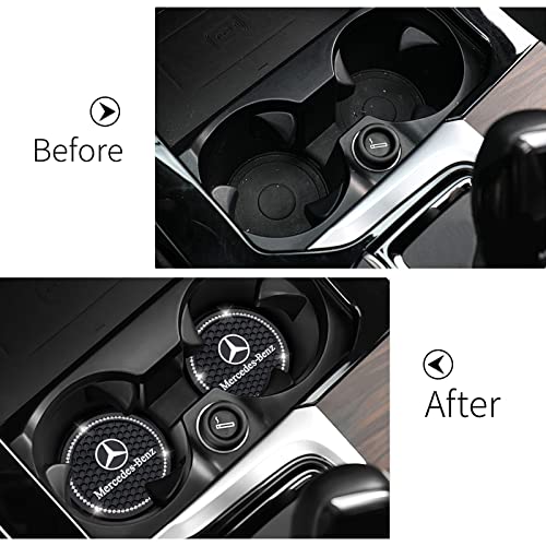 Car Cup Holder Coaster for Mercedes-Benz Recessed Silicone Cupholder Coaster Interior Accessories 2.75in 2 Pack Black