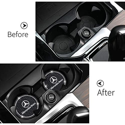 Car Cup Holder Coaster for Mercedes-Benz Recessed Silicone Cupholder Coaster Interior Accessories 2.75in 2 Pack Black