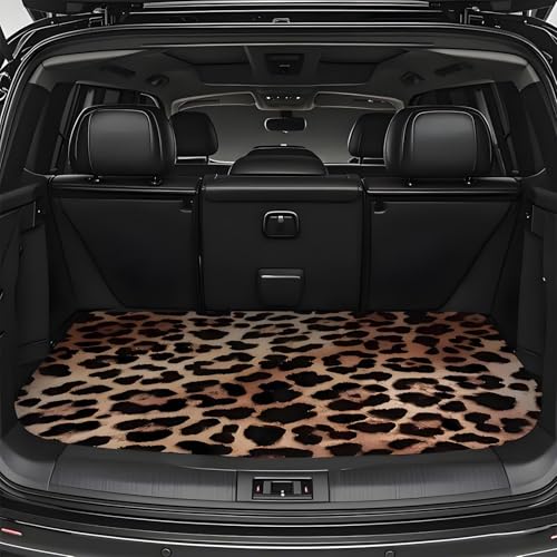 Universal Car Trunk Mat 29" x 39", Brown Leopard Print All Weather Trunk Protection Cargo Liner, Durable Cargo Mat Rear Trunk Liner, Stylish Vehicle Interior Accessories Suitable for Most Car Models - color: Leopard Print
