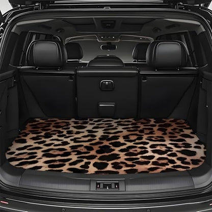 Universal Car Trunk Mat 29" x 39", Brown Leopard Print All Weather Trunk Protection Cargo Liner, Durable Cargo Mat Rear Trunk Liner, Stylish Vehicle Interior Accessories Suitable for Most Car Models - color: Leopard Print