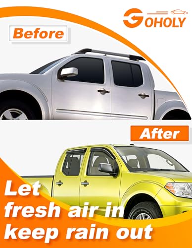 Extra-Thick Window Rain Guard for 2005-2021 Nissan Frontier Crew Cab Rain Guards Tape-on Side Truck Window Visors Low Profile Vent Visor Window Deflectors Vent Shades Car Accessories - size: Fit for 2005-2021 Nissan Frontier Crew Cab