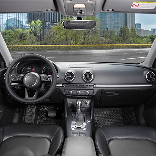 SEG Direct Car Steering Wheel Cover for Prius Civic Model 3 Model Y Camaro, Small Size 14-14.25 inch, Black Microfiber Leather - color: Black, size: Small size[14''-14 1/4'']