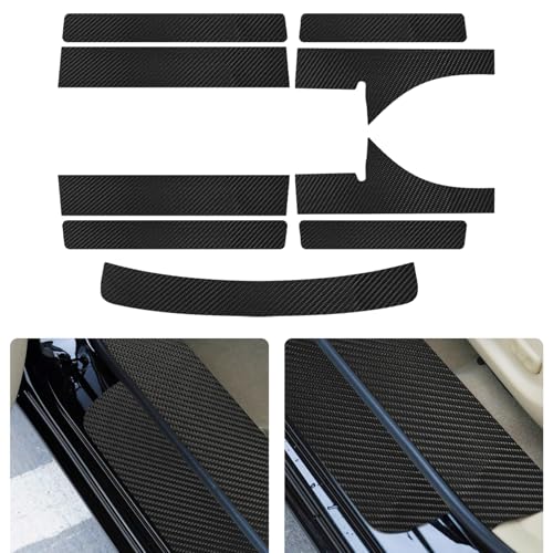 Bilisin 9PCS Car Door Sill Protector Compatible with Honda Accord 8th Gen 2008-2012,Carbon Fiber Leather Auto Trunk Door Sill Entry Guard Scratch Protector Accessories - size: for Accord 8th Gen 2008-2012