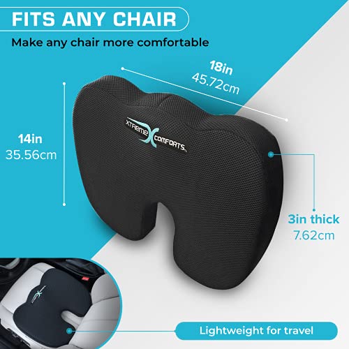 Xtreme Comforts Seat Cushion, Tailbone Relaxer - Coccyx Cushion for Tailbone Pain Desk, Wheelchair & Car Use - Back Support Pillow for Chair