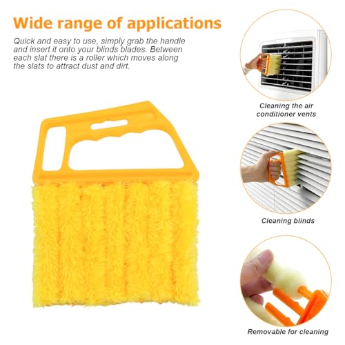 3PCS Blind Cleaner Duster Tool, 7 Fingers Microfiber Handheld Shutter Cleaning Brush for Car Air Conditioner, Detachable Auto Air Vent Dusting Cleaner, Universal for Most Vehicles (Yellow) - color: Yellow