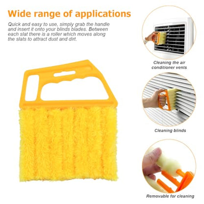 3PCS Blind Cleaner Duster Tool, 7 Fingers Microfiber Handheld Shutter Cleaning Brush for Car Air Conditioner, Detachable Auto Air Vent Dusting Cleaner, Universal for Most Vehicles (Yellow) - color: Yellow