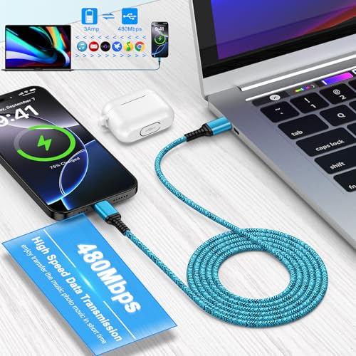 USB C iPhone 16 17 Charger Cable Fast iPhone 16 Charging Cord 10FT 2 Pack for iPhone 17e 17 Pro Max 16 Pro Max,16 Plus,16 Pro,15, Extra Long iPhone 16 Plus Car Charger Cord USB C to USB C Power Cord