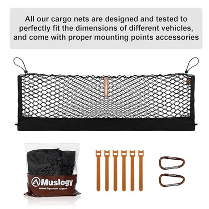 Muslogy Truck Bed Cargo Net Trunk Netting Compatible with 2021-2025 2026 Jeep Grand Cherokee L (3-Row GCL) Accessories, Pickup Cargo Organizer SUV Sedan Storage Net w/Heavy Duty Carabiners - style: 2021+ Grand Cherokee L (3-Row)