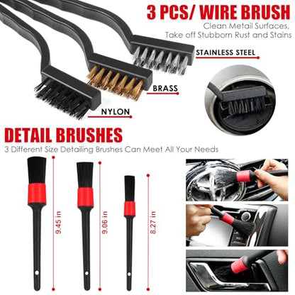 17PCS Car Cleaning Kit, Car Interior Detailing Kit with Red High Power Handheld Vacuum, Detailing Brush Set, Windshield Cleaner, Cleaning Gel, Complete Auto Accessories for Women - color: Red