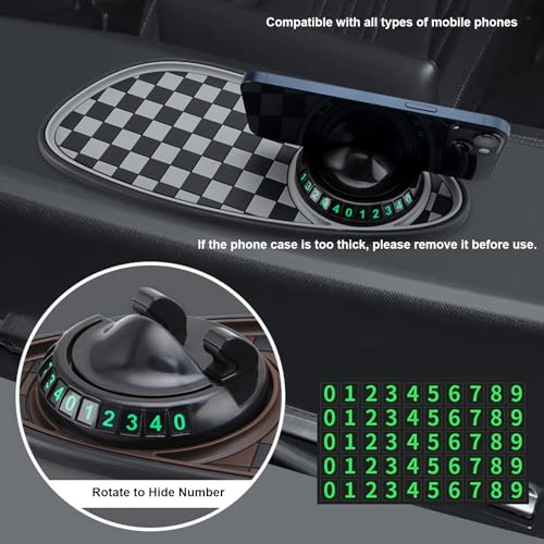 Multifunction Car Anti-Slip Mat, 2026 New Car Dashboard Mobile Phone Holder with Temporary Parking Number Pad for Phones, Sunglasses, Keys, Gadgets (Brown) - color: brown