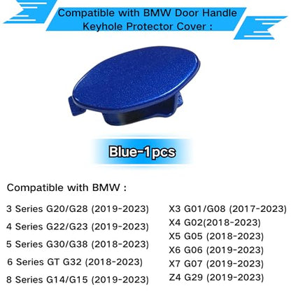 Car Door Handle Key Cover Keyhole Protector Cap Lock Access Replacement for BMW Z4 X3 X4 X5 X6 X7 3 4 5 6 8 Series OE# 8089701 7470565 7470575 (Blue) - color: Blue