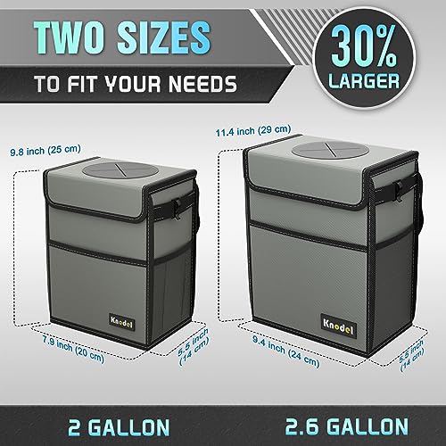 K KNODEL Car Trash Can, Waterproof Garbage Can, Trash Bag with Lid, Leak-Proof Car Bin, Trash Hanging Bag for SUV (Medium, Gray) - color: Gray, size: Medium