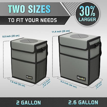 K KNODEL Car Trash Can, Waterproof Garbage Can, Trash Bag with Lid, Leak-Proof Car Bin, Trash Hanging Bag for SUV (Medium, Gray) - color: Gray, size: Medium