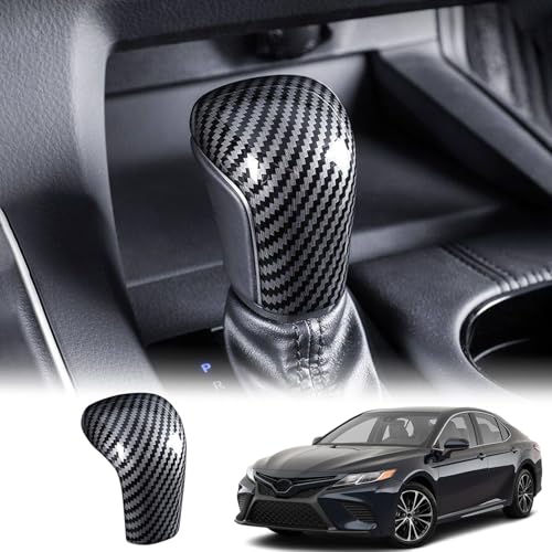 Kurtz Gear Shift Knob Cover for Toyota Camry 2018 2019 2020 2021 2022 2023 2024 2025 2026 Central Control Shifters Stick Protection Panel ABS Anti-Scratch Waterproof Accessories(Carbon Fiber) - color: Carbon Fiber, size: Gear Shift Knob Cove