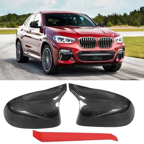 Jaronx Compatible with BMW Mirror Cover X3 G01 2019-2024,X4 G02/X5 G05/X7 G07 2019-2024,X6 G06 2020-2024, Clip-on M Style Horn Mirror Caps for BMW, Left Driver & Right Passenger (Carbon Fiber Pattern) - size: Mirror Cover Carbon Fiber Pattern