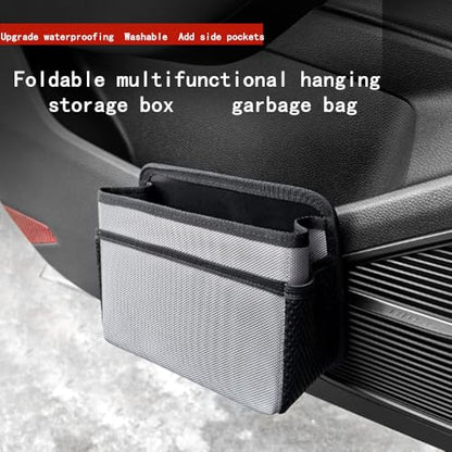 Car Trash Can, Foldable Multifunctional Hanging Storage Box Trash Can with a Roll of Garbage Bag, Multi Pocket Design Suitable for Car, Home and Office (red) - color: red