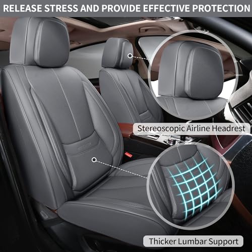 Car Seat Covers Full Set,Leather Waterproof Car Seat Cover,Airbag Compatible,Breathable Design,Suitable for Car,Truck,SUV 5 Pack (Grey) - color: Grey, size: 5 Pack