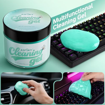 ASFSKY Car Cleaning Gel (Green,Magnolia) Cleaning Putty Universal Dust Cleaning Car Interior Cleaner Keyboard Dust Remover Car Slime Gifts for Women Girl Men（1 Pack） - color: Light green