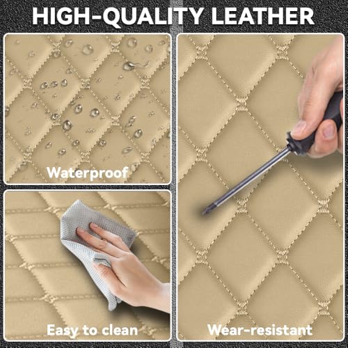 Car Floor Mats Fit for Nissan Kicks 2022-2025 All Weather Durability Leather Car Floor Mats, Skidproof Pedal, Waterproof, Wear-reistant(Beige) - color: Beige