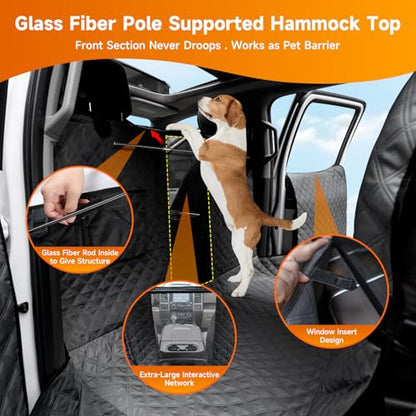 XL Dog Truck Seat Cover with Car Door Protector, for Trucks with Flip Up Rear Seats, Waterproof Full Coverage Dog Seat Cover for Full Size Crew Cab Trucks F150 F250