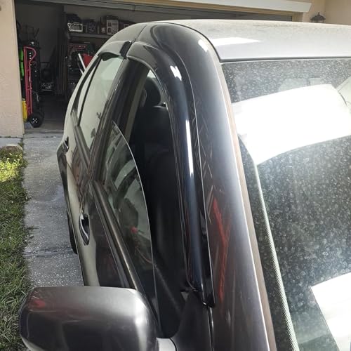 Window Visors Compatible with 1999-2005 Volkswagen Jetta, Dark Smoke Car Rain Sun Window Shade Guard Visor Smoke by IKON MOTORSPORTS, 2000 2001 2002 2003 2004