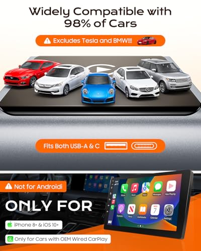 2026 Wireless CarPlay Adapter for Apple Only, Upgrade Mini Aluminium Car Play Adapter Converts Wired to Wireless CarPlay for iPhone, Plug & Play, Auto Connect Fast and Stable, with USB-C, Grey - color: Gray