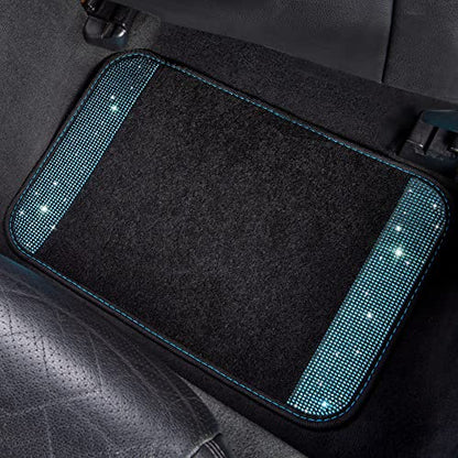CAR PASS Bling Rhinestones Diamond Waterproof Car Floor Mat, Crystal Sparkly Shining Glitter Carpet, Anti-Slip PVC Heel Pad Universal for Interior Auto SUV,Sedan,Van,4pcs Girly Women Mint Teal Diamond - color: Mint Diamond