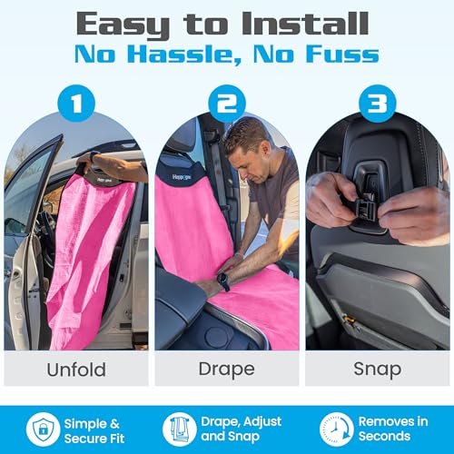 HAPPEGEAR Happeseat Waterproof Car Seat Cover & Protector – Universal Fit Car Seat Towel Cover – Non-Slip Backing, Easy Install & Storage, Machine Washable, Fits Front & Back, Pink - color: Pink