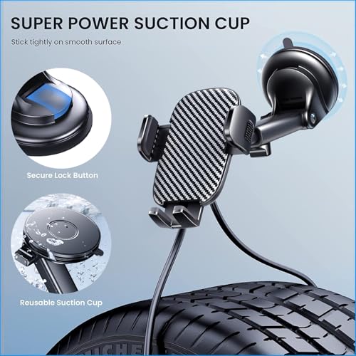 TICILFO Phone Mount for Car Phone Holder [Military-Grade Suction & Stable Clip] Car Phone Holder Mount Windshield Dashboard Air Vent Universal Automobile Mount Fit for All Dash Mounting Kits iPhone - style: Modle-B