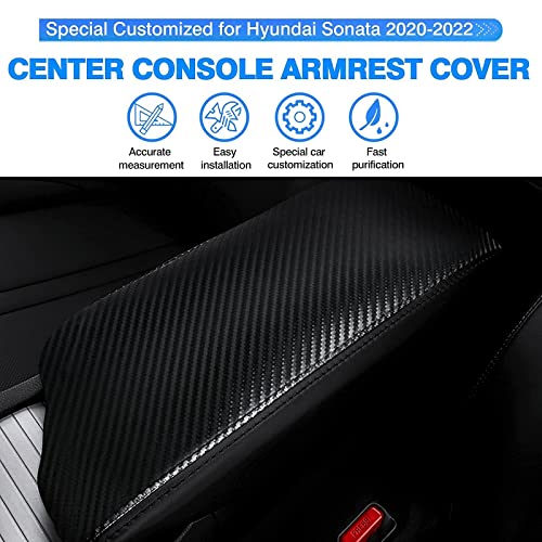 Autorder Center Console Cover for Hyundai Sonata 2020 2021 2022 2023 Accessories Carbon Fiber Armrest Cover Anti-Scratch Middle Console Pad Leather Armrest Protector - size: Hyundai Sonata 2020-2023