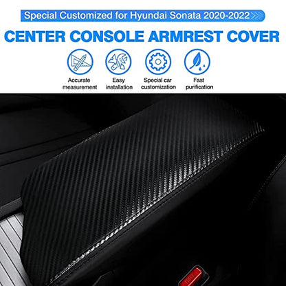 Autorder Center Console Cover for Hyundai Sonata 2020 2021 2022 2023 Accessories Carbon Fiber Armrest Cover Anti-Scratch Middle Console Pad Leather Armrest Protector - size: Hyundai Sonata 2020-2023