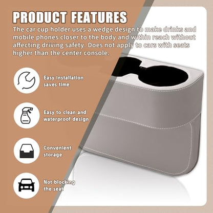 Car Cup Holder, PU Leather Auto Front Seat Organizer, Multifunctional Cup Drink Holders, Gap Filler Storage Box Coin Bucket Console Side Pocket Cell Mobile Phone Holder (Gray) - color: Gray
