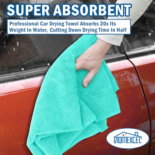 HOMEXCEL Professional Large Microfiber Car Drying Towels 2 Pack, Lint Free, Scratch Free, Highly Absorbent Drying Towel for Cars, SUVs, RVs, Trucks, and Boats,31" x 24",Green - color: Green