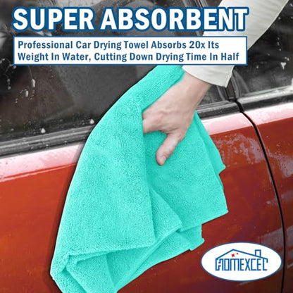 HOMEXCEL Professional Large Microfiber Car Drying Towels 2 Pack, Lint Free, Scratch Free, Highly Absorbent Drying Towel for Cars, SUVs, RVs, Trucks, and Boats,31" x 24",Green - color: Green