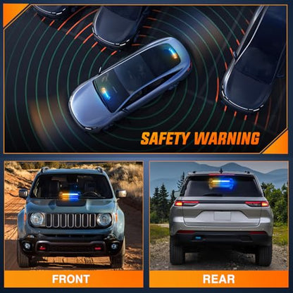 Nilight 12LED Traffic Advisor Strobe Light Bar Amber Blue Emergency Warning Hazard Safety Dash Front/Rear Windshield Flashing Lights for Cars Trucks Police Firefighter Plow Construction Vehicles - color: Amber Blue