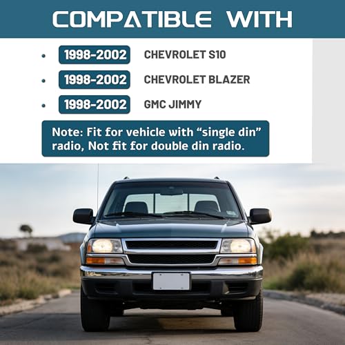 KUAFU Dash Trim Bezel Cover Compatible with 1998-2004 Checy Chevrolet S10/ Blazer GMC Jimmy Paint ABS Plastic Grey Center Console Radio Dashboard Panel Instrument Replacement Lid(Fit Single Din Only) - color: Gray