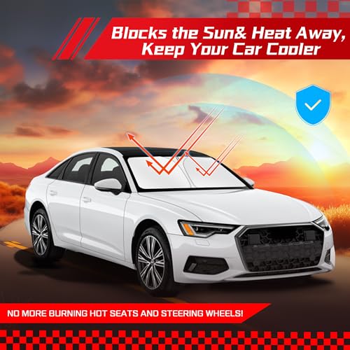 ARISMOTOR Windshield Sun Shade for Audi A6 2019-2025 2026, Custom Fit Foldable Front Window Sunshade Sun Visor Protector, Block UV Rays Keep Your Car Cooler - size: for Audi A6 2019-2026