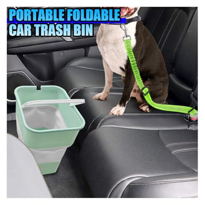 Car Trash Can, Collapsible Vehicle Garbage Bin with Handle, Leakproof Foldable Automotive Dustbin Car Storage Box, Universal Portable Trash Holder for Cars, SUVs and Trucks (Green) - color: Green