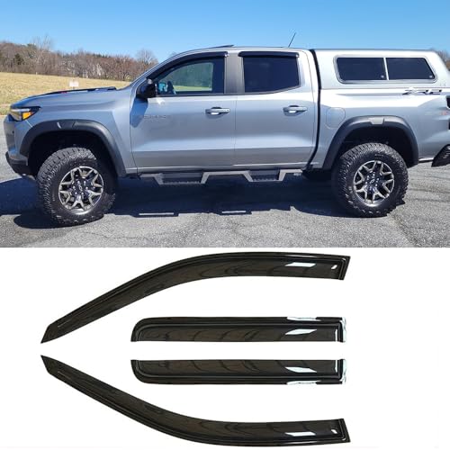 Side Wind Vent Deflector Sun Rain Guards for 2023-2025 Chevrolet Colorado & GMC Canyon Crew Cab,4pcs Outside Mount Style Dark Smoke Nice Window Visor 94218 - size: 23-25 Silverado Crew Cab