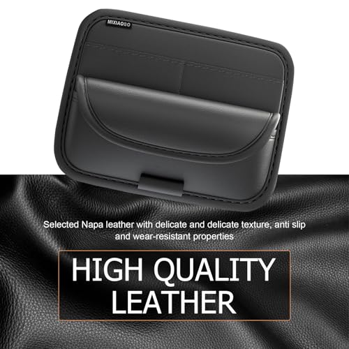 Shakas Car Sun Visor Organizer, Multifunctional Multi-Pocket Sunglasses Card Holder Pen Document Holder, Leather Anti-Scratch Protection Visor Storage Bag for Most Cars Trucks SUVs, Black