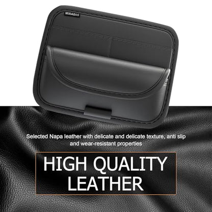 Shakas Car Sun Visor Organizer, Multifunctional Multi-Pocket Sunglasses Card Holder Pen Document Holder, Leather Anti-Scratch Protection Visor Storage Bag for Most Cars Trucks SUVs, Black