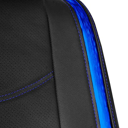 FH Group Full Set Faux Leather Car Seat Covers - Universal Fit, Low Back Front Seat Covers, Airbag Compatible, Split Bench Rear Seat Cover for SUV, Sedan, Blue - color: Blue, style: Seat Covers