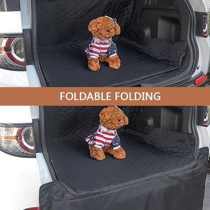 SUV Cargo Liner for Dog Heavy Duty Polyester Pet Trunk Cargo Cover Dog Car Seat Cover Mat Non-Slip Backing & Adjustbale Strong Buckle Universal Fit (Black) - color: Black