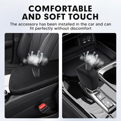 Autorder 2PCS Center Console Cover for 2022 2023 2024 2025 NX 250/NX 350/NX 350h/NX 450h+ Accessories Gear Shift Knob Cover Anti-Scratch Leather Armrest Cover&Shift Knob Cover - size: 2PCS 2022-2025 Lexus NX
